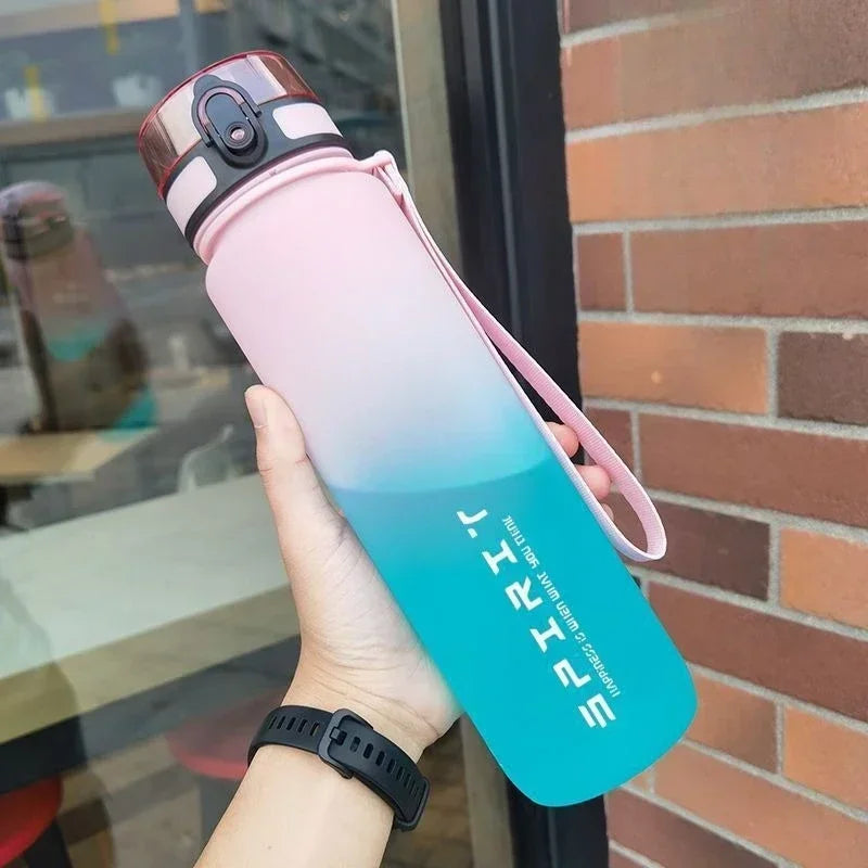 1 Liter Large Capacity Sports Water Bottle Leak Proof Colorful Plastic Cup Drinking Outdoor Travel Portable Gym Fitness Jugs